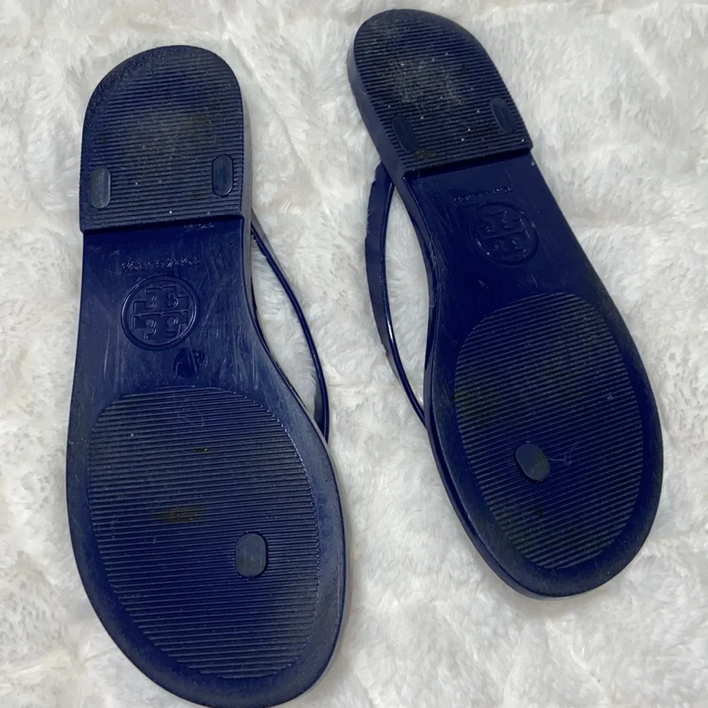 TORY BURCH Michaela Bow Blue Jelly Flip Flops Sz 8